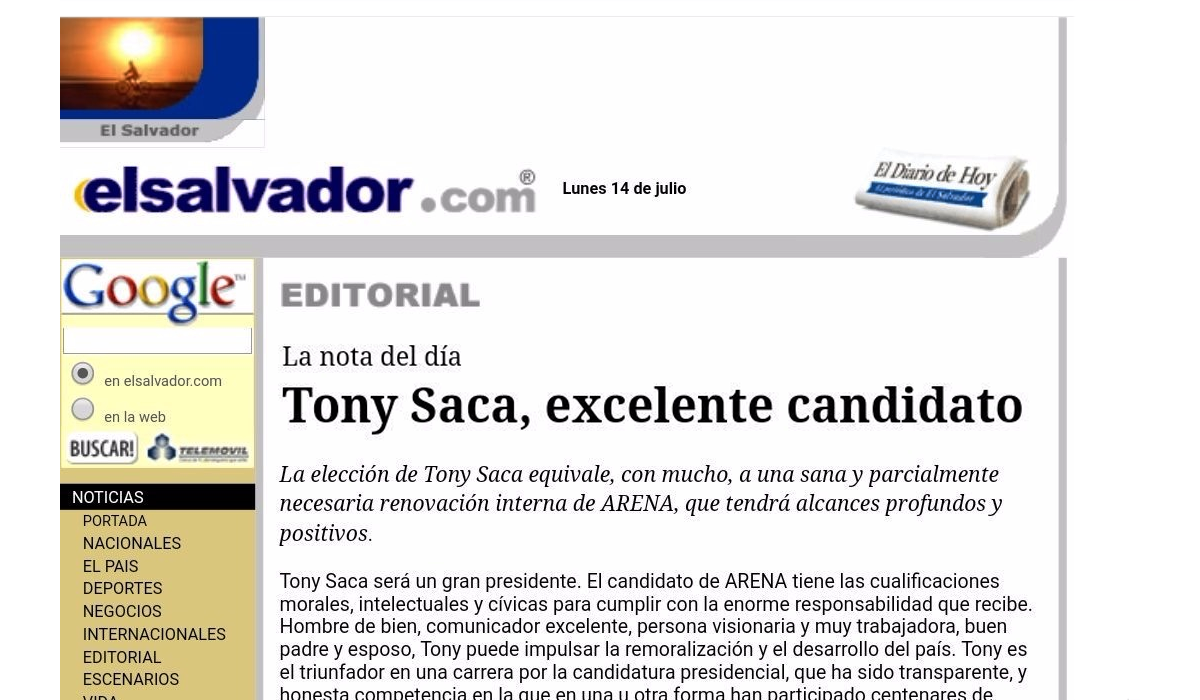 En 2004 los medios decían que Tony Saca era la renovación de ARENA en-2004-los-medios-decian-que-tony-saca-era-la-renovacion-de-arena
