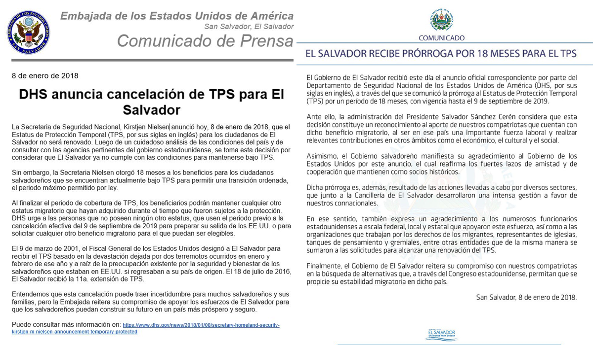 Estados Unidos anuncia cancelación del TPS pero el Gobierno anuncia prórroga del mismo estados-unidos-anuncia-cancelacion-del-tps-pero-el-gobierno-anuncia-prorroga-del-mismo
